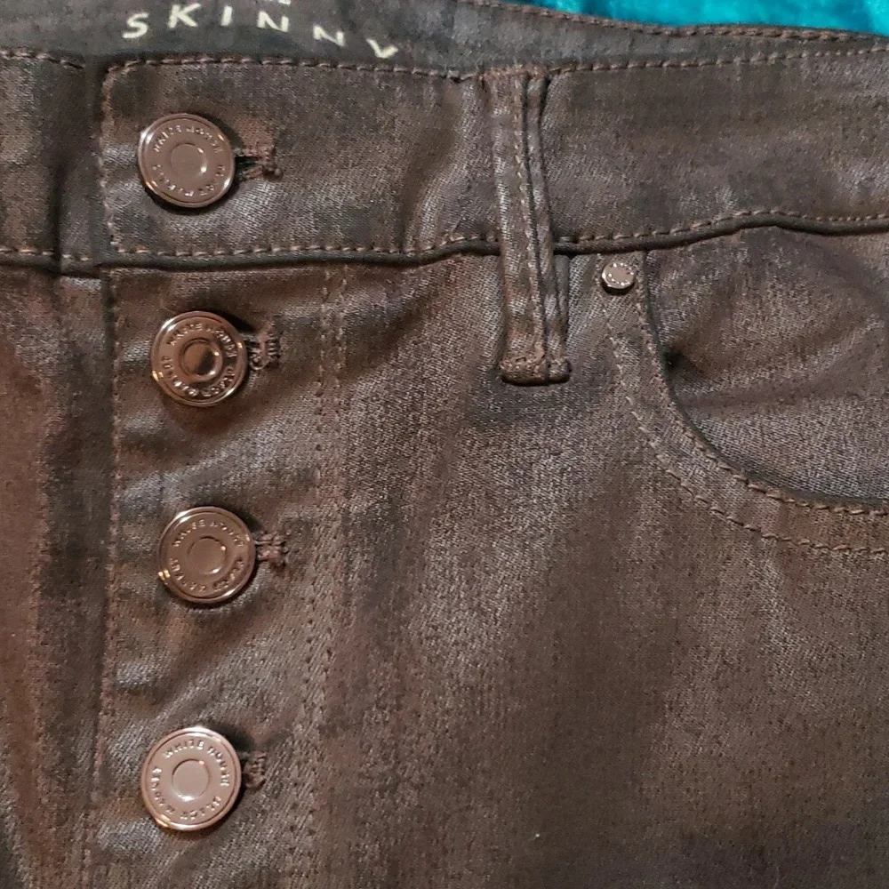 White House Black Market 59% Modal Chocolate Button-fly Slacks - #59-T💛 - Picture 4 of 9